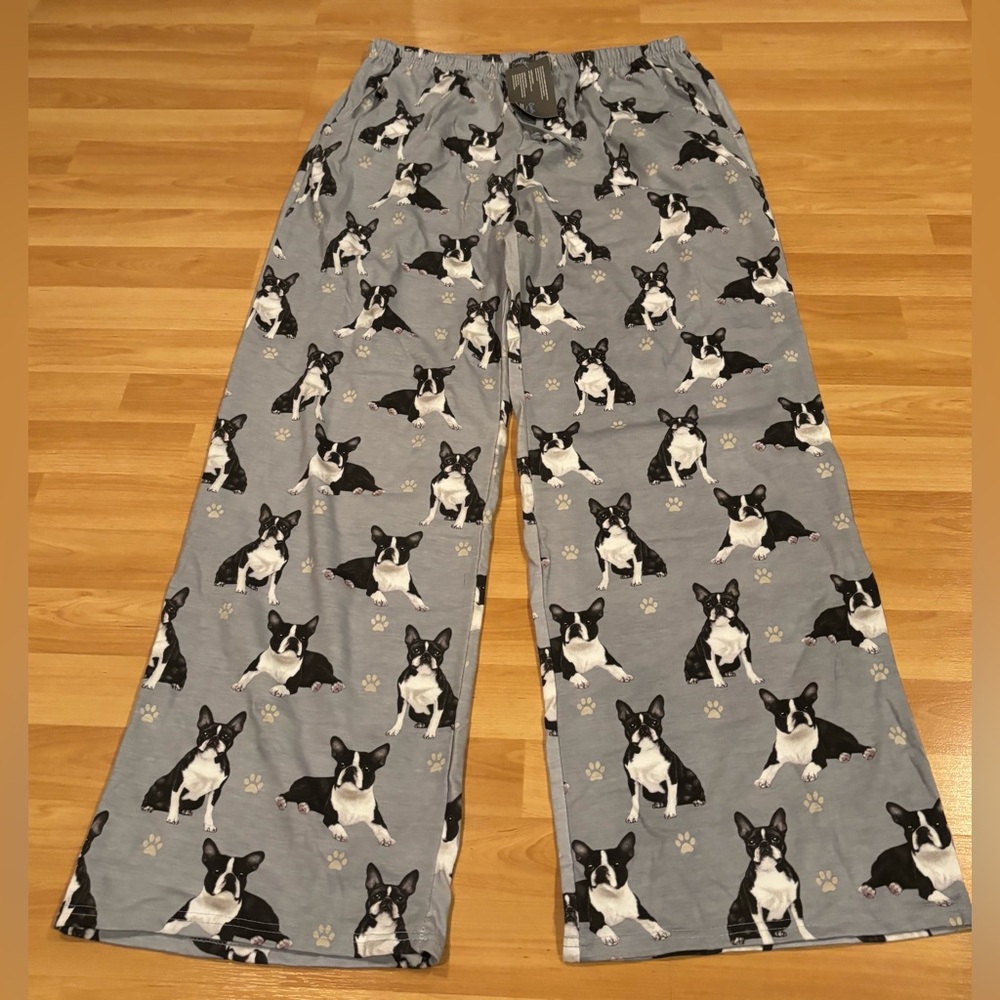 Comfies Boston Terrier PJ Pants in Light‎ Gray